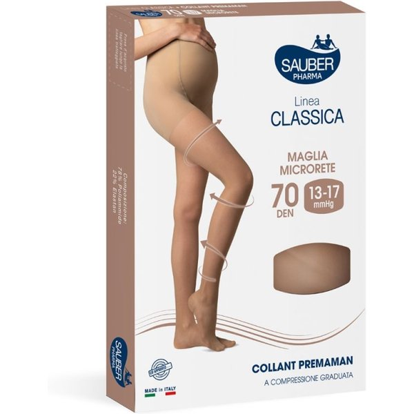 Desa Pharma Sauber Linea Classica - Collant Premaman Maglia Microrete 70 Den (13-17 Mmhg) Taglia 5 Colore Nero-image