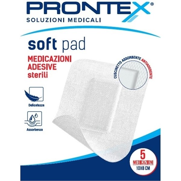Prontex Soft Pad - 5 Medicazioni Adesive Sterili Con Cuscinetto Assorbente 10 X 8 Cm-image