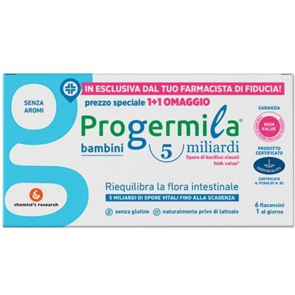 Progermila Bambini 5 Miliardi - Integratore Probiotico E Vitamine B 6 Flaconcini-image
