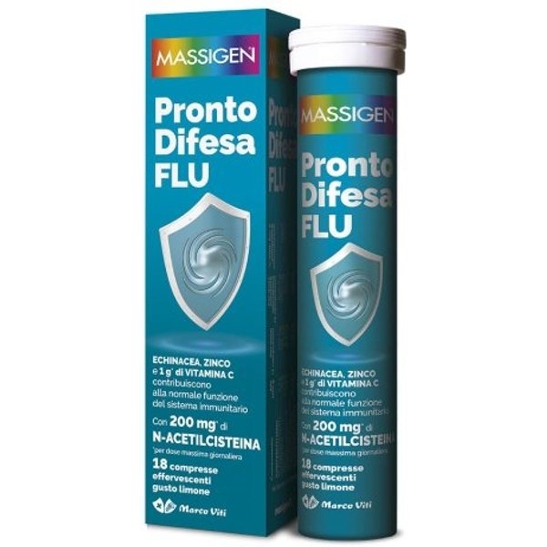 Massigen Pronto Difesa Flu Gusto Limone 18 Compresse - Integratore Per Il Sistema Immunitario-image