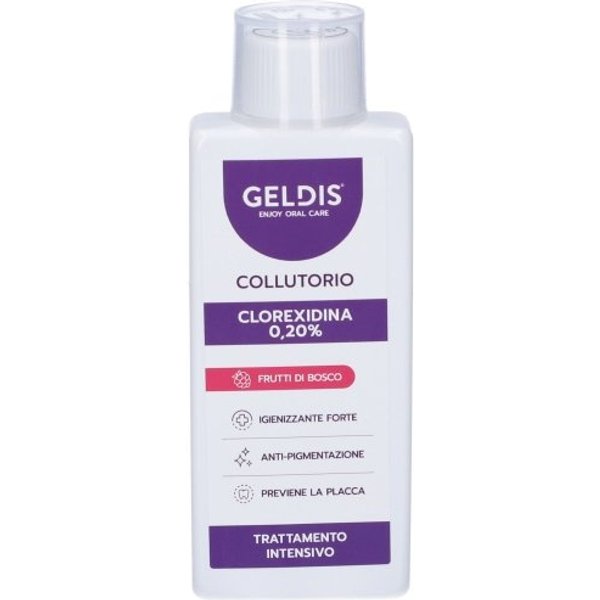 Geldis Clorexidina 0,20% Gusto Frutti Di Bosco - Collutorio Antibatterico Senza Alcool Per Gengive Sensibili 200 Ml-image