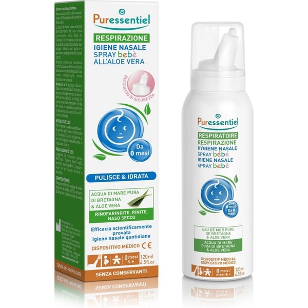 Puressentiel Respirazione - Spray Igiene Nasale Bebè All'€™Aloe Vera 120 Ml-image