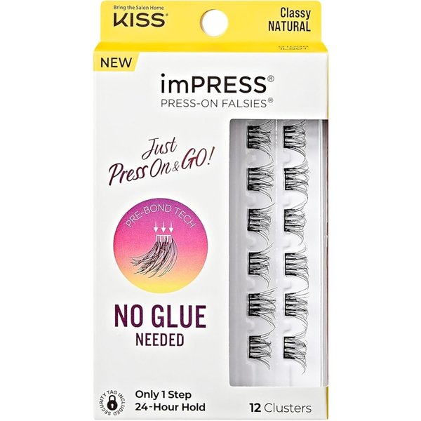 Kiss Impress Just Press On&Go - 12 Ciglia Finte - Classy Natural-image