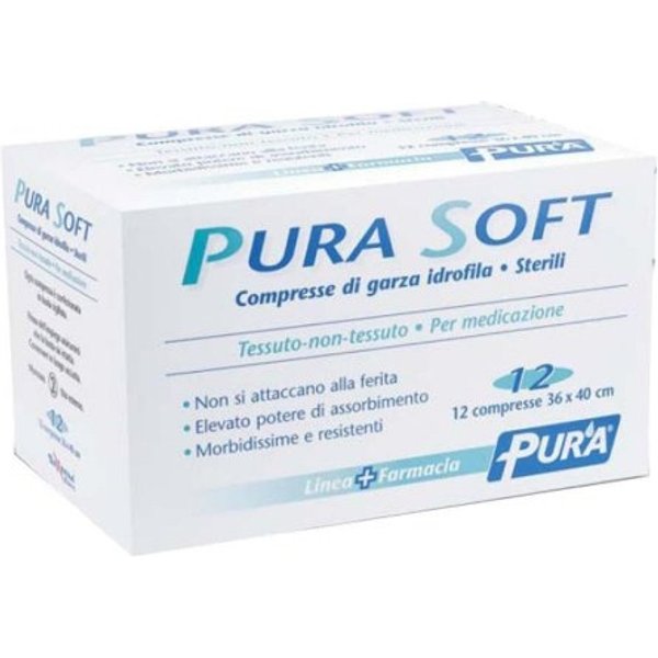 Pura Soft - 12 Compresse Di Garza Idrofila Sterili 36 X 40 Cm-image