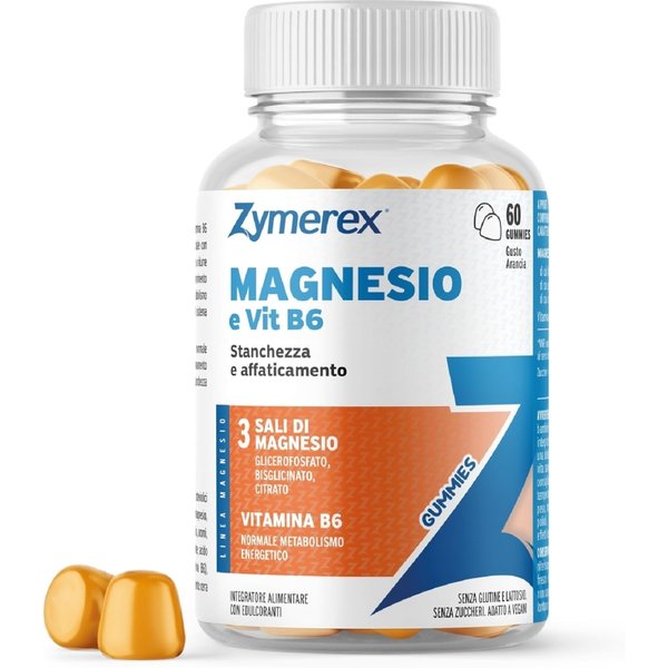 Zymerex Magnesio E Vit B6 Gusto Arancia 60 Gummies - Integratore Per La Stanchezza E Il Sistema Nervoso-image