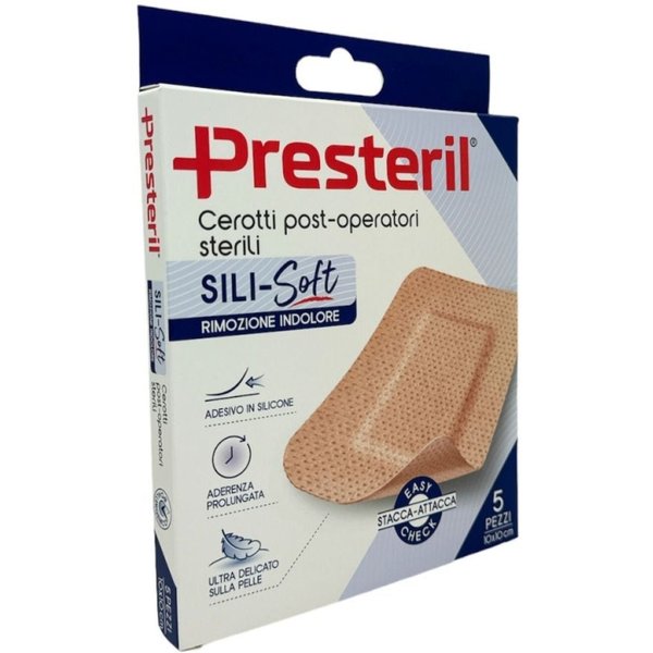 Presteril Sili Soft - 5 Cerotti Post Operatori Per Pelli Sensibili 10X10 Cm-image
