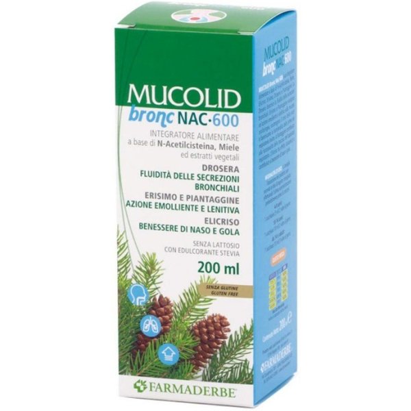 Mucolid Bronc Nac 600 - Integratore Mucolitico Fluidificante Per La Tosse E Il Catarro 200 Ml-image