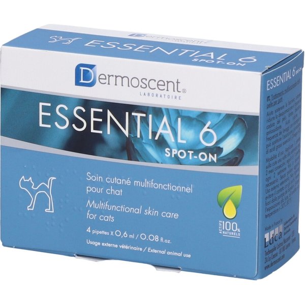 Q Vet Dermoscent Essential 6 Spot-On Gatto - Trattamento Cutaneo Multifunzionale 4 Pipette Da 0,6Ml-image