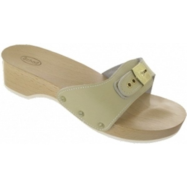 Scholl Pescura Heel Original Bycast - Zoccolo In Pelle Bycast Con Tacco 25 Mm Sabbia Taglia 36-image