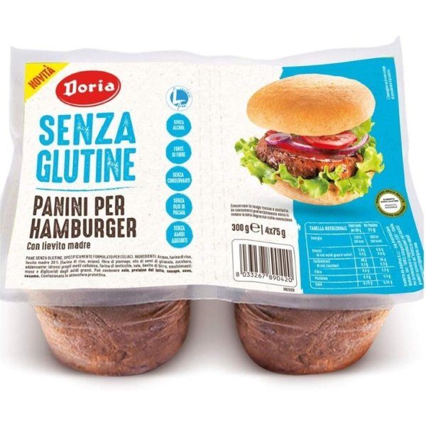 Doria Panini Per Hamburger - 4 Panini Senza Glutine E Senza Lattosio 300 Gr-image