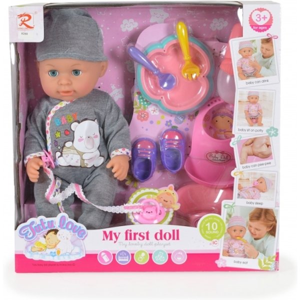 Moni Trade My First Doll - Bambola Con Accessori E Funzione Interattiva Bevi E Fai Pipì-image