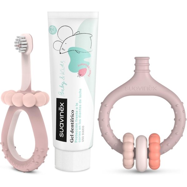 Suavinex Mio Primo Set Di Igiene Orale - 3 Strumenti Completi Per Bambini 0-6 Anni Rosa Cipria 50 Ml-image