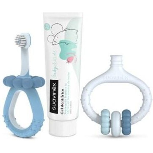 Suavinex Mio Primo Set Di Igiene Orale - 3 Strumenti Completi Per Bambini 0-6 Anni Azzurro 50 Ml-image
