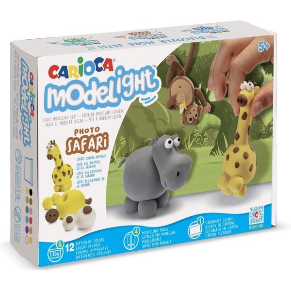 Carioca Modelight Maxi Safari - Pasta Modellabile Per Bambini Super Elastica Con 12 Colori Assortiti-image