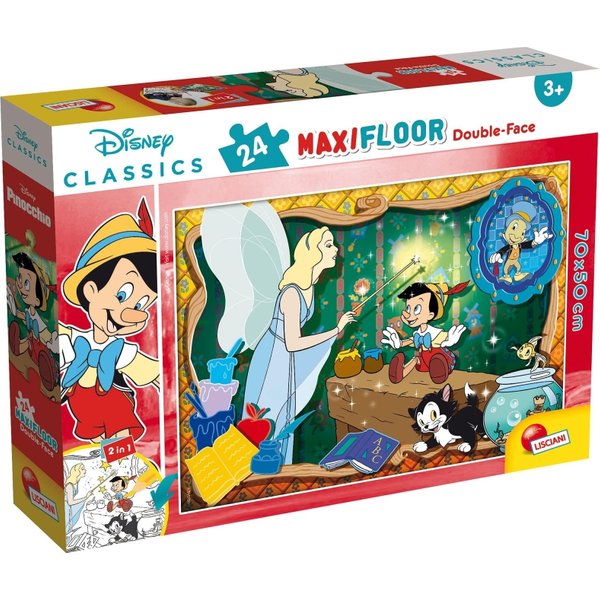 Lisciani Disney Pinocchio - Puzzle Da 24 Pezzi Double-Face Maxi Floor Con Retro Da Colorare-image