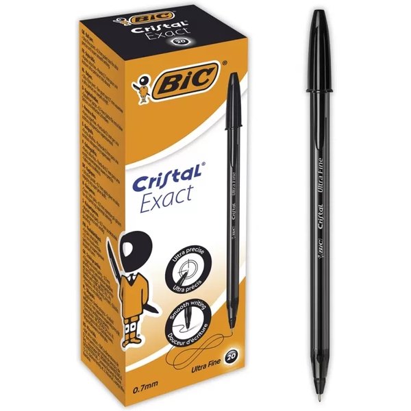 Bic Cristal Exact - 20 Penne A Sfera Nere Punta Fine 0.7 Mm-image