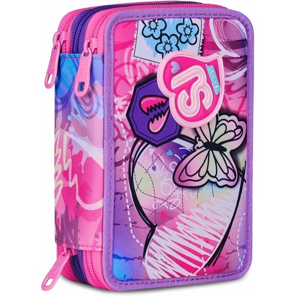 Seven SJ Gang Style Jam Gang Astuccio Triplo Scomparto Completo Di Articoli Per La Scuola Tinypatch Rosa-image