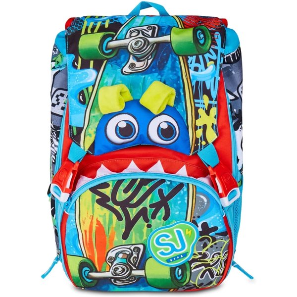 Seven SJ Gang - Zaino Sdoppiabile Per La Scuola Con Divisorio Interno Antenne Srotolabili Tasca Borraccia Sharky Skate 24 Lt-image