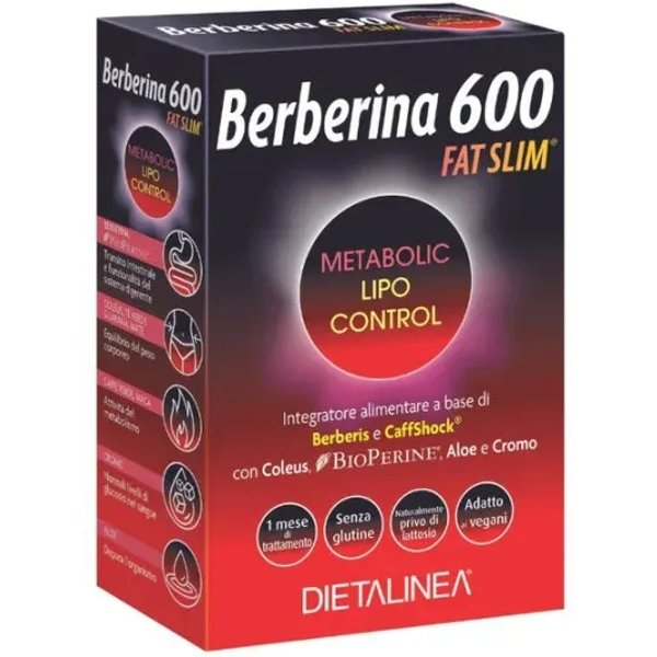 Berberina 600 Fatslim - Integratore Per La Glicemia E Il Controllo Del Peso 60 Compresse-image
