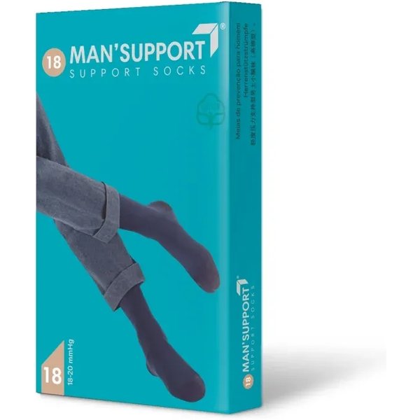 Gloria Med Man Support Cotton 18 - Gambaletto Preventivo A Compressione (18-20 Mmhg) Da Uomo In Cotone Taglia 1 Nero-image