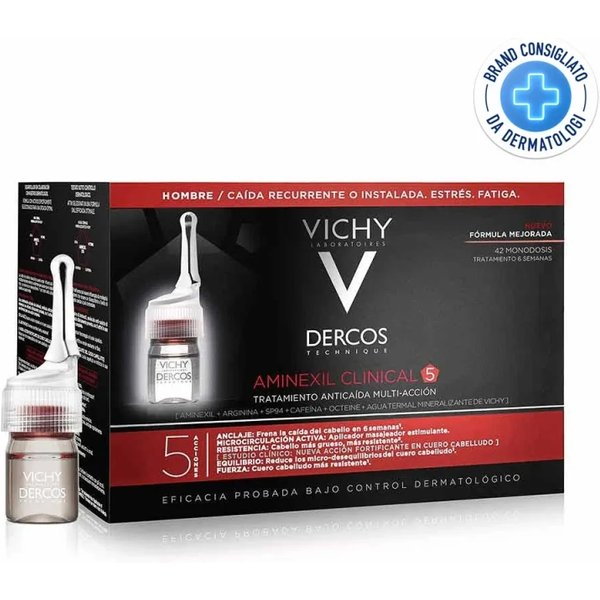 Vichy Dercos Aminexil Intensive 5 - Trattamento Anti-Caduta Per Uomo 42 Fiale 42 X 6 Ml-image