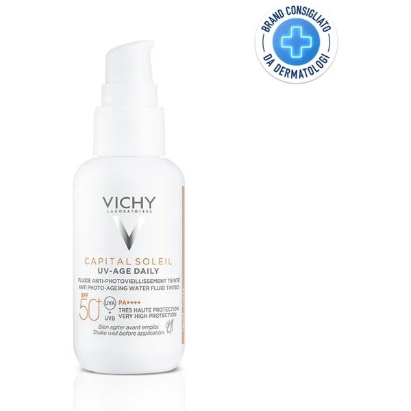 L'oréAl Vichy Crema Solare Viso 50+ Spf Fluido Anti-Fotoinvecchiamento Colorato Capital Soleil Uv Age Daily Tinted Protezione Molto Alta-image