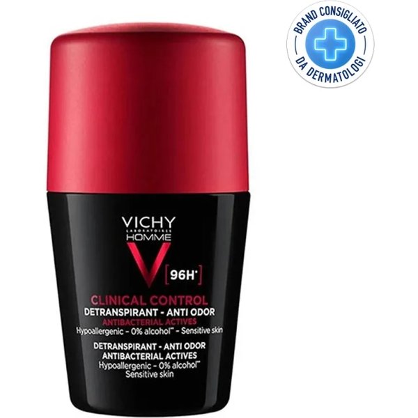 Vichy Homme Clinical Control Deodorante 96H - Roll-On Anti-Traspirante 50 Ml Efficace Per 96 Ore-image