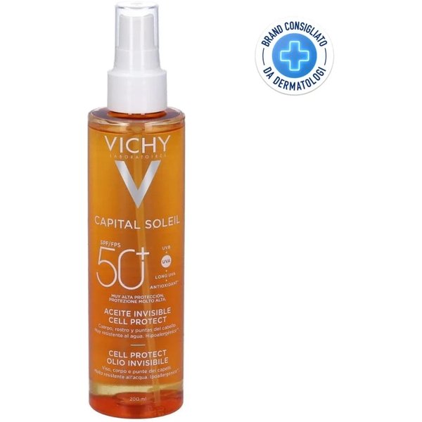 L'oréAl Vichy Crema Solare 50+ Spf Spray Olio Invisibile Capital Soleil Cell Protect Protezione Elevata 200 Ml-image