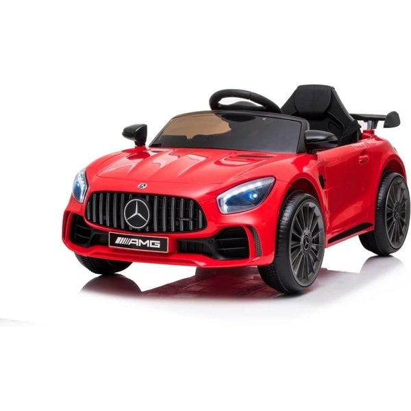 Mercedes AMG Auto Elettrica GTR - Rosso 12V Con Telecomando 2,4 G, Doppio Motore, Luci LED E MP3-image