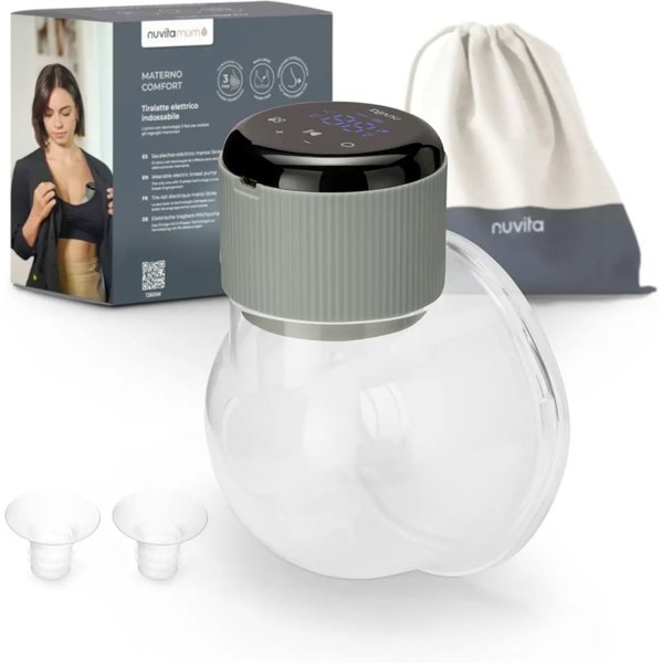 Nuvita Tiralatte Elettrico Indossabile - Singolo Con 3 Fasi, Vibro-Stimolazione, Silenzioso E Ricaricabile USB-C-image