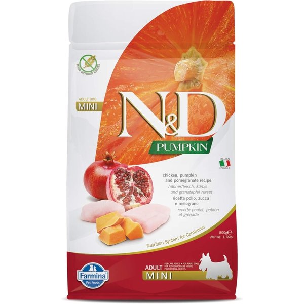 Farmina N&D Pumpkin Grain Free Adult Mini Pollo Zucca E Melograno - Alimento Completo Per Cani Adulti Mini 800 Gr-image