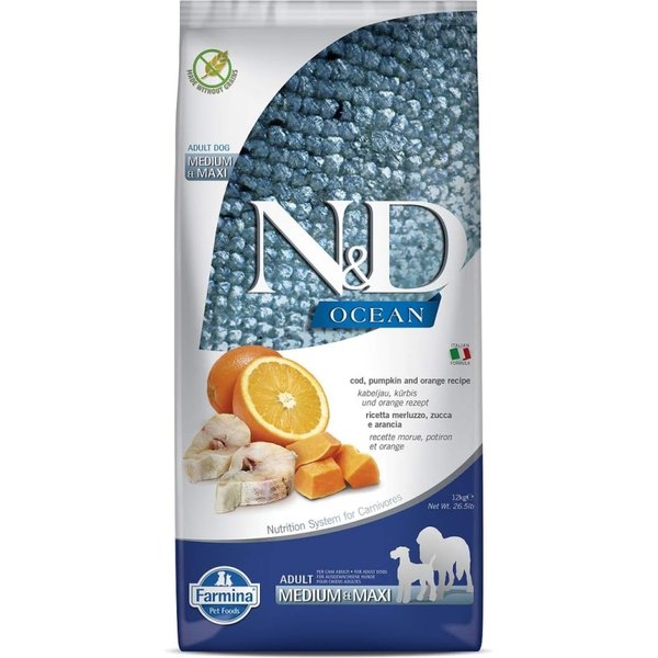 Farmina N&D Ocean Merluzzo Zucca E Arancia - Alimento Completo Per Cani Adulti Medium Maxi 12 Kg-image