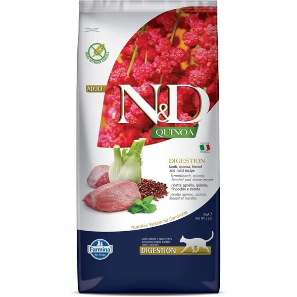 Farmina N&D Quinoa Digestion Agnello, Quinoa, Finocchio E Menta - Alimento Dietetico Per Gatti Con Digestione Sensibile 5 Kg-image