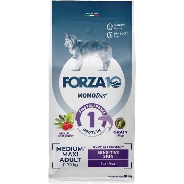 Forza10 Forza 10 Mono Diet Adult Medium Maxi Sensitive Skin Pesce - Alimento Completo Per Cani Adulti 10 Kg-image