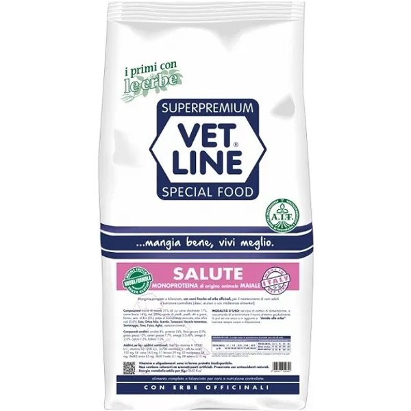 Vet Line Cane Salute Maiale - Mangime Secco Completo Per Cani Adulti Piccola Taglia Con Intolleranze 3 Kg-image