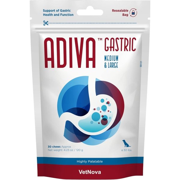 VetNova Adiva Gastric Medium & Large - Mangime Complementare In Chews Per Cani E Gatti 30 Cchews-image