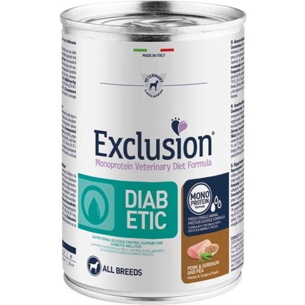 Exclusion Diet Formula Diabetic Maiale, Sorgo E Piselli - Alimento Completo Per Cani Adulti Con Diabete Mellito 400 Gr-image