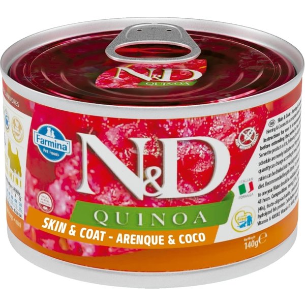Farmina N&D Quinoa Skin & Coat Aringa E Cocco - Alimento Dietetico Completo Per Cani Mini Adulti Con Intolleranze 140 Gr-image