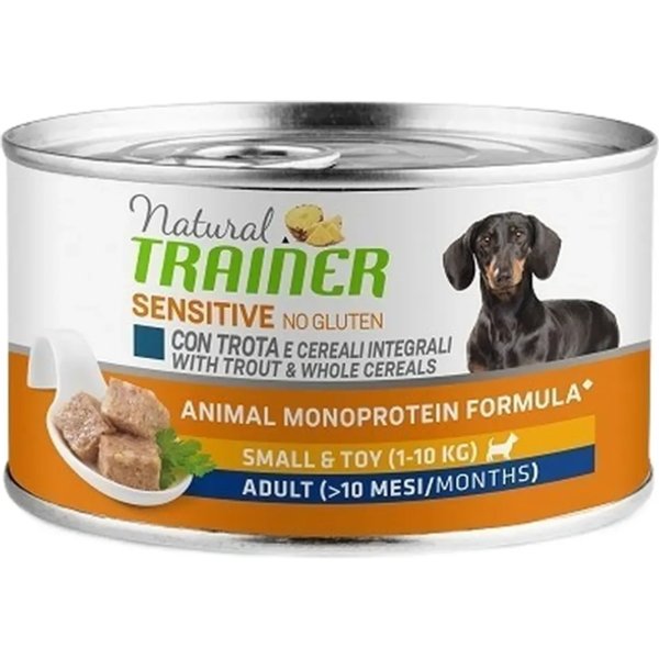 Natural Trainer Sensitive No Gluten Trota - Alimento Completo Per Cani Adulti Toy/Di Taglia Piccola 150 Gr-image