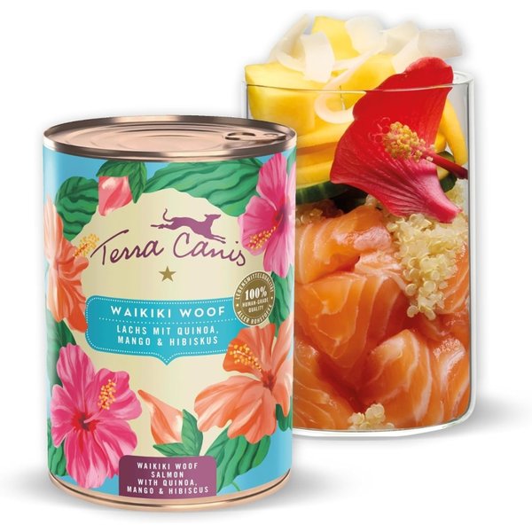 Terra Canis Flower Waikiki Woof Salmone - Alimento Umido Complementare Per Cani 400 Gr-image