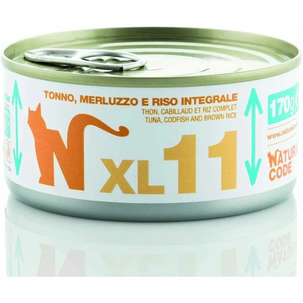 Natural Code Xl 11 Tonno Merluzzo E Riso Integrale - Alimento Complementare Per Gatti Adulti 170 Gr-image