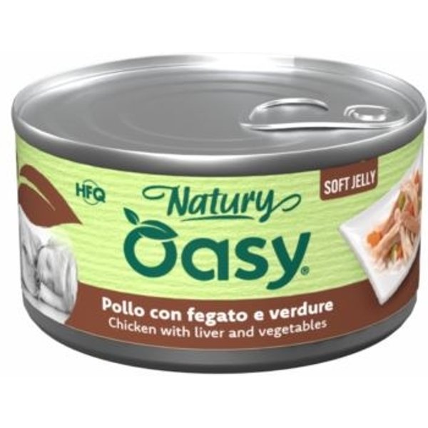 Oasy Wet Dog Natury Soft Jelly Pollo Con Fegato E Verdure - Alimento Complementare Per Cani 150 Gr-image