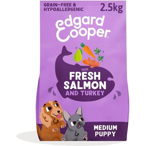 Edgard & Cooper Fresh Salmon And Turkey Medium Puppy Al Salmone E Tacchino - Alimento Completo Per Cuccioli 2,5 Kg-image