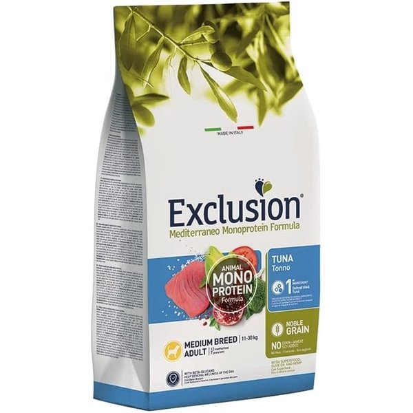 Exclusion Mediterraneo Monoprotein Formula Medium Breed Adult Al Tonno - Alimento Completo Per Cani Adulti Di Media Taglia 12 Kg-image