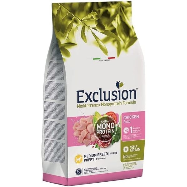 Exclusion Mediterraneo Monoprotein Formula Medium Breed Puppy Al Pollo - Alimento Completo Per Cuccioli Di Taglia Media 3 Kg-image