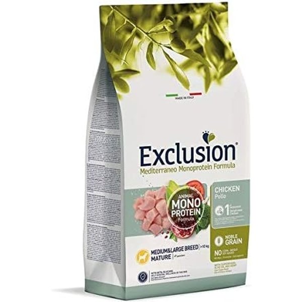 Exclusion Mediterraneo Monoprotein Formula Medium & Large Breed Mature Al Pollo - Alimento Completo Cani 3 Kg-image