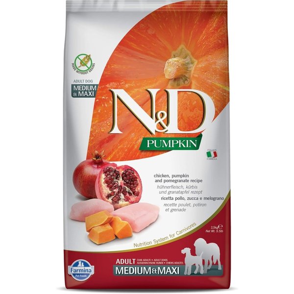Farmina N&D Pumpkin Adult Medium & Maxi Al Pollo Zucca E Melograno - Alimento Completo Per Cani 2,5 Kg-image