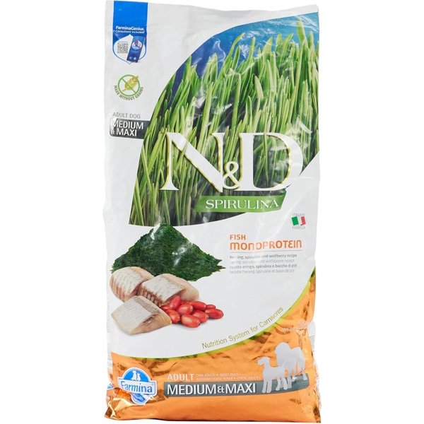 Farmina N&D Spirulina Adult Medium & Maxi All'aringa - Alimento Completo Per Cani 7 Kg-image