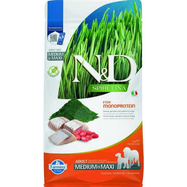 Farmina N&D Spirulina Adult Medium & Maxi All'aringa - Alimento Completo Per Cani 2 Kg-image