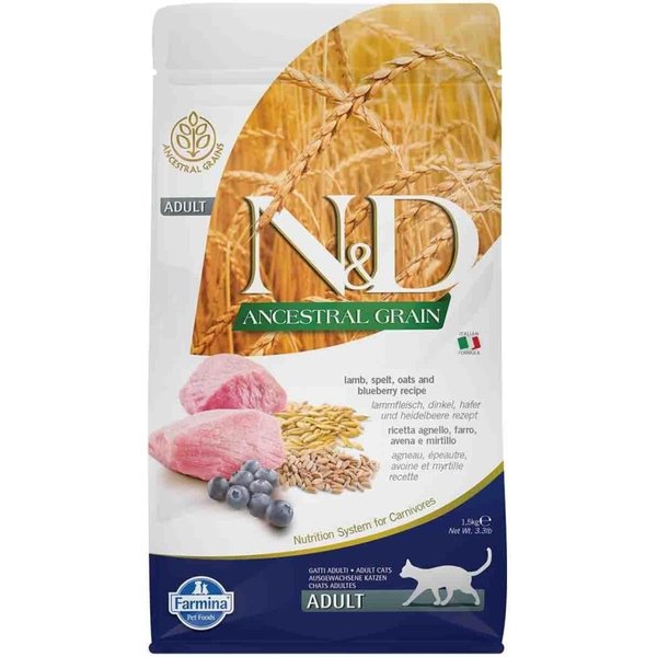 Farmina N&D Ancestral Grain Adult All'agnello E Mirtillo - Alimento Completo Per Gatti 1,5 Kg-image
